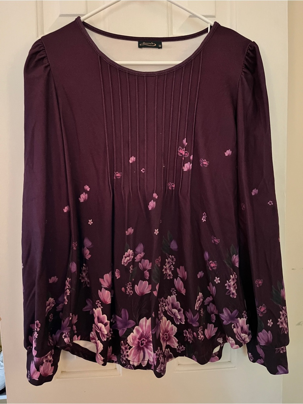 Plum and pink floral long sleeve shirt